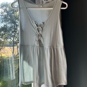 Maurices Baby Blue Lace-Up Tank Top